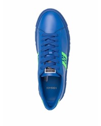 Мужские синие кожаные низкие кеды от Versace