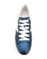 Женские синие кожаные низкие кеды от Hogan