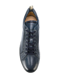 Мужские синие кожаные низкие кеды от Officine Creative