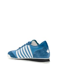 Мужские синие кожаные низкие кеды от DSQUARED2