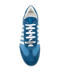 Мужские синие кожаные низкие кеды от DSQUARED2