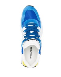 Мужские синие кожаные низкие кеды от DSQUARED2