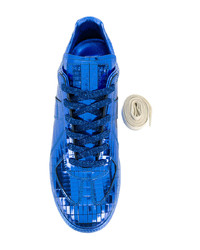 Мужские синие кожаные низкие кеды от Maison Margiela