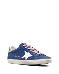 Мужские синие кожаные низкие кеды от Golden Goose