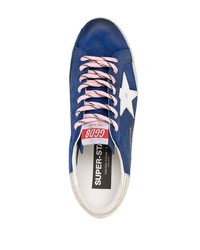 Мужские синие кожаные низкие кеды от Golden Goose