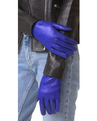 Женские синие кожаные перчатки от Carolina Amato