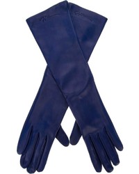 Женские синие кожаные перчатки от Giorgio Armani