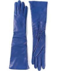 Женские синие кожаные перчатки от P.A.R.O.S.H.