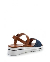 Синие кожаные сандалии на плоской подошве от Ideal