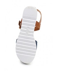 Синие кожаные сандалии на плоской подошве от Ideal