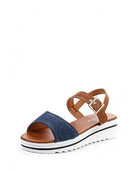 Синие кожаные сандалии на плоской подошве от Ideal