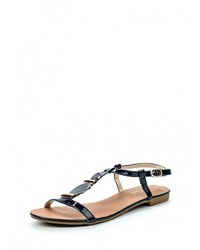 Синие кожаные сандалии на плоской подошве от Instreet