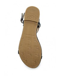 Синие кожаные сандалии на плоской подошве от Instreet