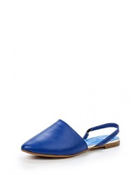 Синие кожаные сандалии на плоской подошве от Marcella