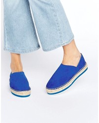 Синие кожаные сандалии на плоской подошве от Miista