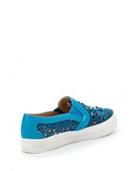 Женские синие кожаные слипоны от Damerose