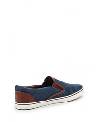 Мужские синие кожаные слипоны от Ideal