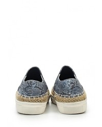 Женские синие кожаные слипоны от LOST INK