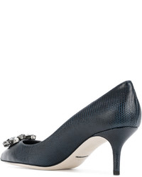 Синие кожаные туфли с украшением от Dolce & Gabbana