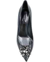 Синие кожаные туфли с украшением от Dolce & Gabbana