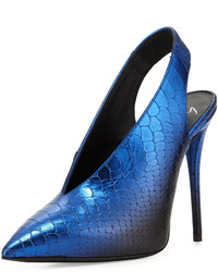 Синие кожаные туфли со змеиным рисунком