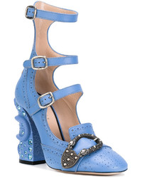 Синие кожаные туфли от Gucci