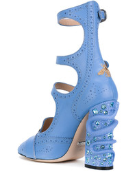 Синие кожаные туфли от Gucci