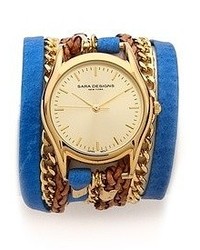 Женские синие кожаные часы