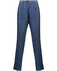 Синие льняные брюки чинос от Etro