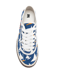 Мужские синие низкие кеды с принтом от Marni
