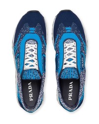 Мужские синие низкие кеды от Prada