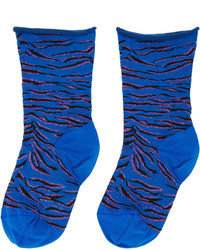 Женские синие носки в горизонтальную полоску от Kenzo