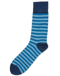 Мужские синие носки в горизонтальную полоску от John Smedley