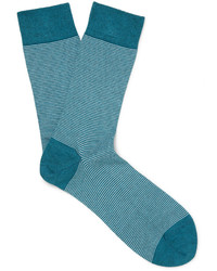 Мужские синие носки в горизонтальную полоску от John Smedley