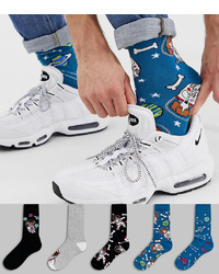 Мужские синие носки с принтом от ASOS DESIGN