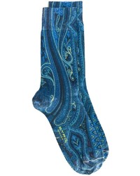Мужские синие носки с принтом от Etro