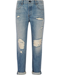 Синие рваные джинсы-бойфренды от Alexander Wang