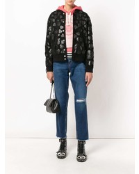 Синие рваные джинсы-бойфренды от Saint Laurent