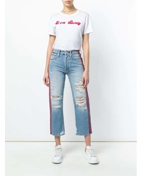 Синие рваные джинсы-бойфренды от Mother