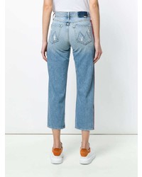 Синие рваные джинсы-бойфренды от Mother