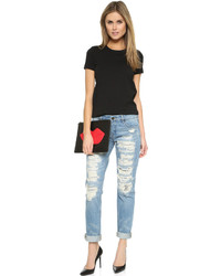 Синие рваные джинсы-бойфренды от Blank