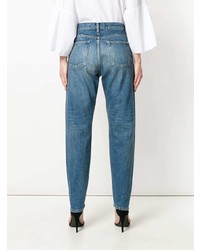 Синие рваные джинсы-бойфренды от Saint Laurent