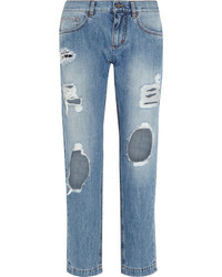 Синие рваные джинсы-бойфренды от Dolce & Gabbana