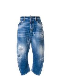 Синие рваные джинсы-бойфренды от Dsquared2