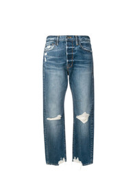 Синие рваные джинсы-бойфренды от Frame Denim