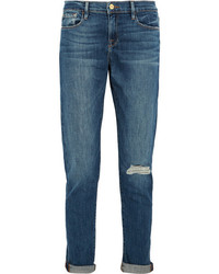 Синие рваные джинсы-бойфренды от Frame