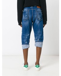 Синие рваные джинсы-бойфренды от Dsquared2