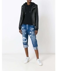 Синие рваные джинсы-бойфренды от Dsquared2