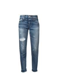 Синие рваные джинсы-бойфренды от Moussy Vintage
