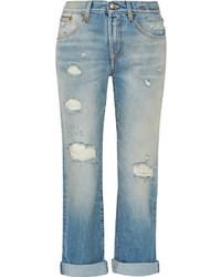 Синие рваные джинсы-бойфренды от R 13